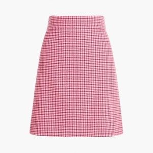 Pink hounds tooth wool lined mini skirt.